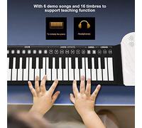 Generic Piano de Teclado Portátil, Piano de Teclado Enrollable de Plegable con Altavoces Incorporados y Gato de Salida de 3.5 Mm 49 Teclas Electrónico Rolling para Principiantes Aprendizaje de (WHITE)