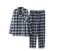 Generic - Pijama para hombre, 2 piezas, algodón, invierno, color verde, blanco, gris, a cuadros, informal, suave y cómodo, tamaño grande, barato, verde, XXL
