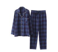 Generic - Pijama para hombre, 2 piezas, algodón, invierno, color verde, blanco, gris, a cuadros, informal, suave y cómodo, tamaño grande, barato, e, XXL