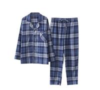 Generic - Pijama para hombre, 2 piezas, algodón, invierno, color verde, blanco, gris, a cuadros, informal, suave y cómodo, tamaño grande, barato, b, XXL
