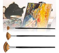 Generic Pincel de Pintura, Pelo de Nailon, de Abedul, Forma de Abanico, Pluma de Dibujo de Acuarela Gouache para Suministros de Arte, 6 uds. (Paquete de 3 (4#8#12#))
