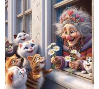 Generic Pintura por números para adultos, abuela, gatos, kit de pintura por números sobre lienzo para principiantes, juego de pintura de números, suministros de manualidades, 3 pinceles y pintura