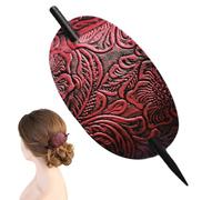 Generic - Pinza para el pelo de piel con , diseño retro, color rojo, unidad de 1 unidad, juego de 1 para todas las edades, para mujeres, piel sintética, broche de pelo