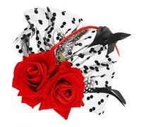 Generic Pinza Pelo Roja Diseño de Rosa Artificial y Encaje, Horquilla para Novia y Accesorios Cabello en Bodas, Fiestas y Halloween