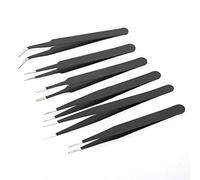 Generic Pinzas Antiestáticas de Acero Inoxidable para Cosas Pequeñas, Joyas, Diamantes de Imitación, Juego de 6 Pinzas de Acero Inoxidable para Herramienta de Mantenimiento