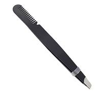 Generic Pinzas Compactas para Cejas de Acero Inoxidable de Doble Punta con Peine para Maquilladores (BLACK)