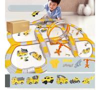 Generic Pistas de Carreras de Construcción Eléctrica para Niños, Tema Emocionante con Varios Vehículos, Mejoran el Sentido de Logro de los Niños, Material Plástico (ETC460)