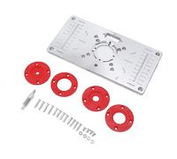 Generic Placa de Inserción de Mesa de Enrutador Placa de Enrutador de Aluminio Duradera con 4 Anillos de Inserción para Ranuras de Fresado de Recorte de Madera, Escala Transparente para Perforación