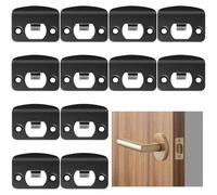 Generic Placas de golpe para puertas, esquina redonda de borde completo, cerrojo de seguridad de acero inoxidable, doce piezas, kit de refuerzo de puerta negro, compatible con la mayoría de puertas y