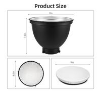 Generic Plato de Belleza, Kit de Iluminación de Softbox de Fotografía de Plato de Belleza con una Cuadrícula de Panal de 60 ° y Tela Blanca Blanca de 9 Pulgadas de 9 Pulgadas de Tono Reflectante