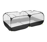 Generic Pluma de Pollo Portátil Plegable con Cubierta de Red Transparente para Gallina Pato Conejo, Gallinero de Animales Pequeños Fácil de Limpiar para Jugar Al Aire Libre Negro 68.90x33.46x25.79in