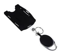 Generic Porta Credencial Vertical Doble para Tarjetas Funda Metálica de Aleación de Zinc Clip Retráctil Resistente Portatarjetas de Identificación para Oficina y Uso Profesional