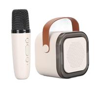 Generic Portable Small Karaoke Machine Speakoth Set Micrófono Inalámbrico, Efectos de de Sonido, para Niños Adultos Actividades Al Aire Libre (White)