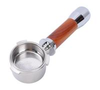 Generic Portafiltro de Acero Inoxidable de 51 Mm con Cesta Antiadherente Desmontable para Cafeteras, Ergonómico de Nogal para un Uso Cómodo (Sin fondo)