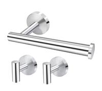 Generic Portarrollos de papel higiénico de acero inoxidable 304 montado en la pared, color plateado, dispensador de papel higiénico para baños y cocina con 2 ganchos