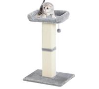 Generic Poste rascador para gatos de interior, rascador de sisal de 28 pulgadas de alto con percha de felpa, poste grande para rascar con cama, cubierta extraíble, bolas de felpa colgantes para todo