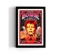 Generic Póster de concierto icónico de David Bowie (Ziggy Stardust) de 1972, tamaño A5, enmarcado