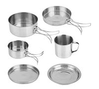 Generic Pot Portátil del Cookware Que Acampa del Acero Inoxidable Fijado para el Equipo Al Aire de la Comida Campestre del BBQ 8 Pedazos