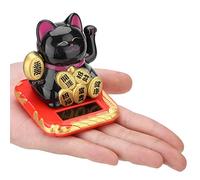 Generic Preciso Gato de la Suerte de la Fortuna con Energía Solar Que Hace Señas y Ondea un Adorable Gato para la Decoración del Hogar del Coche (Black)