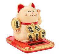 Generic Preciso Gato de la Suerte de la Fortuna con Energía Solar Que Hace Señas y Ondea un Adorable Gato para la Decoración del Hogar del Coche (Gold)
