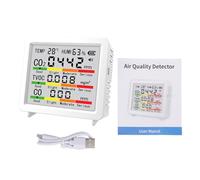 Generic Probador Portátil de Calidad del Aire Interior 5 en 1, Detector de Temperatura y Humedad de CO2 TVOC CO, Monitor de Gas Multifunción, Ideal para el Hogar, la Oficina, el Automóvil y el (WHITE)