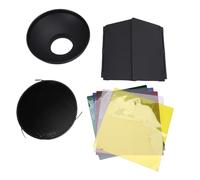 Generic Puerta de Granero con Rejilla, 4 Paneles Opacos Ajustables para un Control Preciso de la Luz, Rejilla de 60 Grados para Iluminación, 5 Filtros de Color Magnéticos con Soporte, Ideal para