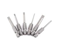 Generic Puntas de Destornillador Magnéticas Ranuradas para Tornillos de 2,0 a 6,0 Mm, 6 Piezas de Vástago Hexagonal de Cabeza Plana de Aleación S2 de 50 Mm, Ideal para Taladros Eléctricos y
