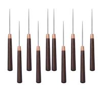 Generic Punzones de Costura Mango de Madera Maciza 10 Unidades Herramientas DIY para Perforar Cuero y Telas Punzón Fino y Resistente para Manualidades y Bricolaje