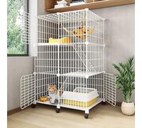 Generic Recinto grande para gatos - Jaula para gatos de interior para 1-3 gatos con ruedas universales (75 x 39 x 112 cm)