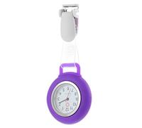 Generic Reloj de enfermera con clip: clip para colgar con solapa, cubierta de silicona, broche de bolsillo, reloj de bolsillo para enfermeras y médicos, Púrpura, 9.3x4.2cm, Moda