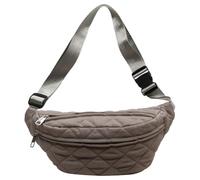 Generic Riñonera acolchada a la moda, correa ajustable, elegante riñonera de gran capacidad, bolsa cruzada con cierre de cremallera para otoño e invierno, gris, 310x70x140mm/12.2x2.76x5.51inch, moda