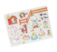 Generic Rompecabezas de Perilla Cognitiva de Madera, Juguete Educativo para Niños, Rompecabezas Colorido con Patrón de Animales/números/Frutas con Agarre Redondo, Mejora la Capacidad Cognitiva, para