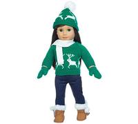 Generic Ropa de Invierno para Muñecas Trajes Cálidos para Muñecas Americanas de 18 Pulgadas My Life As Doll Our Generation Doll Suéter de Felpa Pantalones Bufanda para Niños Regalos (Green)