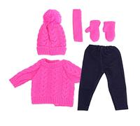 Generic Ropa para Muñecas de 18.0 in, Suéter Dulce, Pantalones, Sombreros, Bufanda, , Perfecto para Regalos de Cumpleaños y Navidad, Ideal para Actividades Entre e Hijos (Q18-788 Jersey Rojo Rosa