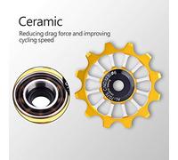 Generic Rueda Guía Trasera de Bicicleta de Cerámica Duradera, Diseño de Dientes Positivos y Negativos, Admite Tornillos de 4/5/6 Mm, Roja, 2,0 Pulgadas, Liviana para Ciclistas (GOLD)