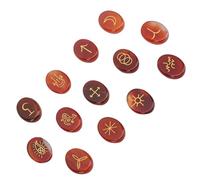 Generic Runas de Piedra Juego de Piedras Rúnicas con Inscripciones Doradas con Superficie Lisa Portátil para Manualidades (Ágata Roja)