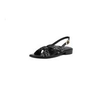 Genéric Sandalias Mujer Casuales De Verano Tacón Bajo con Hebilla Metálica Ajustable Calzado Punta Cuadrada Abierta con Nudo Retorcido De Patrón Retro para Citas Estilo Diario,Negro,35.5 EU