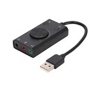Generic SC2 Tarjeta de Sonido sin Unidad USB Duradera con Control de Volumen para PC de Escritorio Portátil, Materiales de Ingeniería, Luz Indicadora Azul para Oficina en Casa