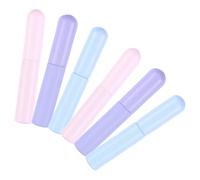 Generic Set de 6 Aplicadores de Brillo de Labios de Silicona Tapa, Varitas Labiales Portátiles en Colores Rosa, Morado y Azul, Cepillos de Maquillaje para Difuminar y Aplicar Bálsamo