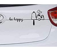Generic Snoopy Woodstock Be Happy - Pegatinas (2 unidades), color negro