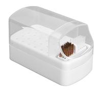 Generic Soporte de Brocas de Clavos, 30 Agujeros a Prueba de Polvo de Polvo que Ahorran Brocas de Uñas con Cepillo de Limpieza para el Hogar para el Técnico (WHITE)