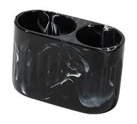 Generic Soporte para Cepillos de Dientes, Pasta de Dientes, Brochas de Maquillaje Y Maquinilla de Afeitar en Resina con Efecto Mármol. Dos Compartimentos Comp, Negro, Individual