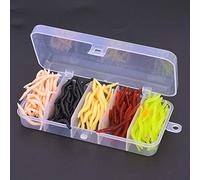 Generic T0043 150 Unids 4 Cm Señuelos de Pesca de Silicona Cebos de Larva Realistas Cebo de Pesca Suave para Lubina Trucha Panfish Accesorio de Aparejos de Costera de Agua Dulce (Mezcla de Cinco