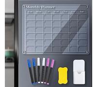 Generic Tablero de Planificación Mensual Magnético Acrílico para Calendario de Nevera, Calendario Transparente de Borrado en Seco de 15,7 X 11,8 Pulgadas, Magnético Fuerte para una Fácil (Mensual)