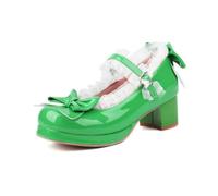 Genéric Tacones Mary Jane Mujer Punta Redonda Laca Estilo Lolita Encaje Moño Plataforma Tacón Grueso Tira Regulable para Discoteca Playa Vacaciones Cumpleaños Primavera Verano