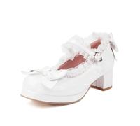 Genéric Tacones Mary Jane Mujer Punta Redonda Laca Estilo Lolita Encaje Moño Plataforma Tacón Grueso Tira Regulable para Discoteca Playa Vacaciones Cumpleaños Primavera Verano
