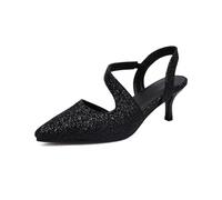 Genéric Tacones Mujer Slingback Tacón Delgado Punta Tira Asimétrica Purpurina