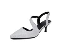 Genéric Tacones Mujer Slingback Tacón Delgado Punta Tira Asimétrica Purpurina