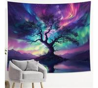 Generic Tapiz de árbol místico, colorido arte de luces del norte, decoración del hogar de primavera, colgante abstracto encantado, ideal para sala de estar, dormitorio, estética, 50 x 60 pulgadas
