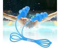 Generic Tapones para los Oídos con Cable de Silicona Suave, Impermeables, Prevención de Ruido para Natación e Higiene del Oído, Negro, Naranja, 46x3x1cm, 1 par (BLUE)